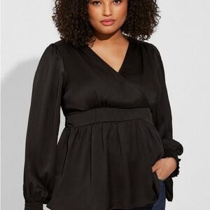 BNWT satin black blouse size 00 or 10/12